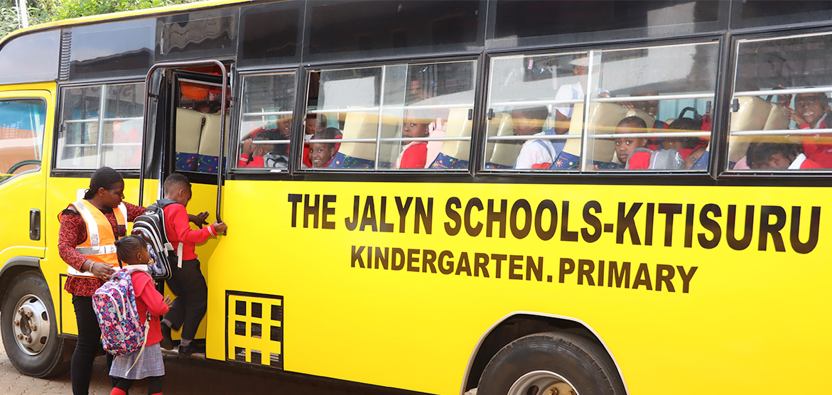 Jalyn Junior School Kitisuru Students Boarding one of the School Bus